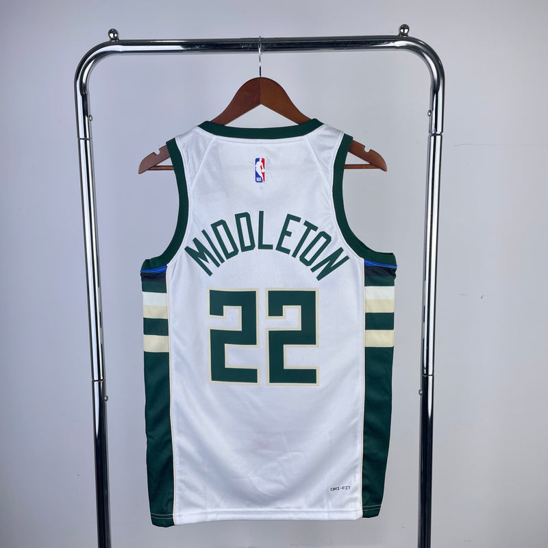 Milwaukee Bucks 23/24 Association Edition Khris Middleton White Tank Top