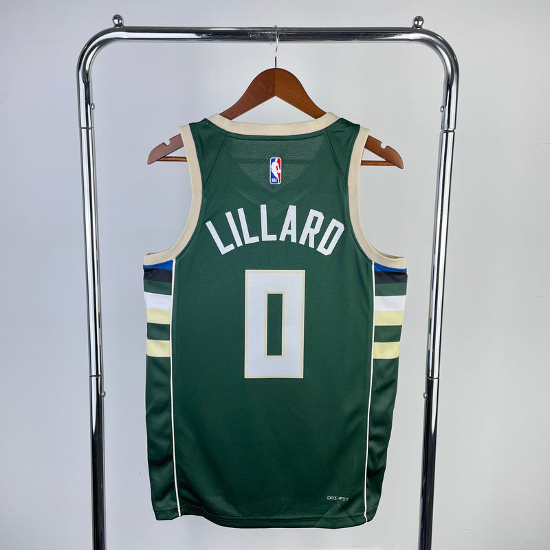 Milwaukee Bucks 23/24 Icon Edition Damian Lillard Débardeur vert 