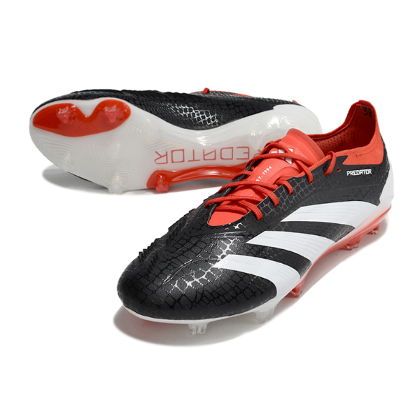 Chuteira Campo Adidas Predator 30 Elite FG Preta, Branca e Vermelha + MEIA DE BRINDE 🎁