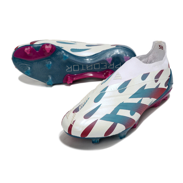 Chaussure de football Adidas Predator 30 Elite Slip-on FG Blanc, Bleu et Rose + CHAUSSETTES CADEAUX 🎁