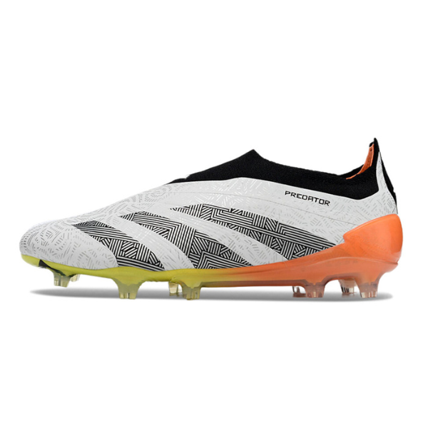 Chaussures de football Adidas Predator 30 Elite Slip-on FG Blanc, Orange et Gris + CHAUSSETTES CADEAUX 🎁