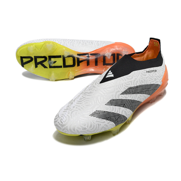 Chaussures de football Adidas Predator 30 Elite Slip-on FG Blanc, Orange et Gris + CHAUSSETTES CADEAUX 🎁