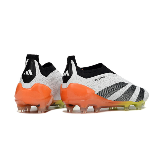 Chaussures de football Adidas Predator 30 Elite Slip-on FG Blanc, Orange et Gris + CHAUSSETTES CADEAUX 🎁