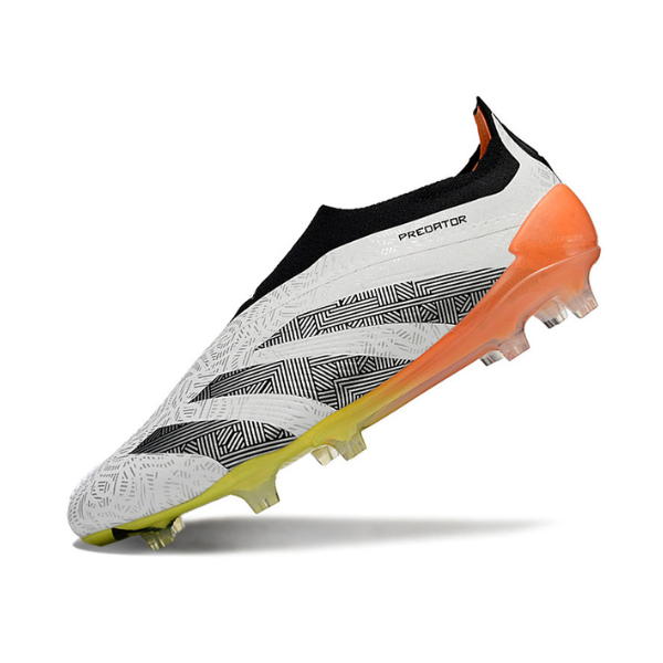 Chaussures de football Adidas Predator 30 Elite Slip-on FG Blanc, Orange et Gris + CHAUSSETTES CADEAUX 🎁