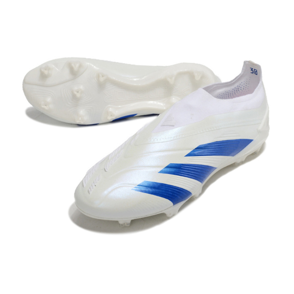 Chaussures de football Adidas Predator 30 Elite Slip-on FG Pack Kvaratskhelia blanc et bleu + CHAUSSETTES CADEAUX 🎁