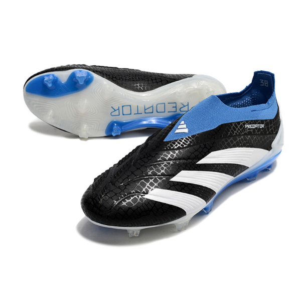 Chaussures de football Adidas Predator 30 Elite Slip-on FG Noir, Blanc et Bleu + CHAUSSETTES CADEAUX 🎁