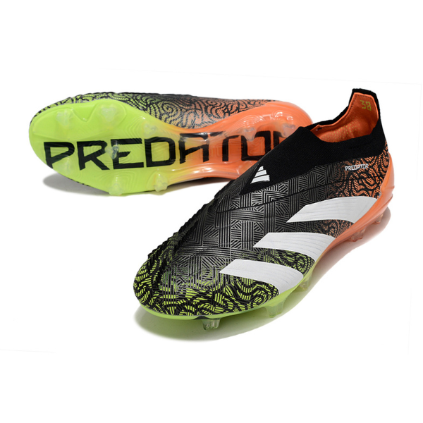 Chuteira Campo Adidas Predator 30 Elite Sem Cadarço FG Preta, Verde e Laranja + MEIA DE BRINDE 🎁