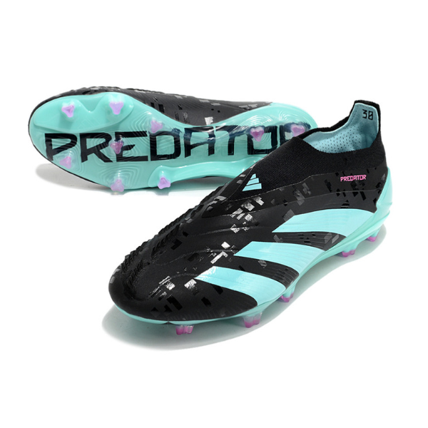 Adidas Predator 30 Elite Slip-on FG Football Boots Black and Light Blue + GIFT SOCKS 🎁