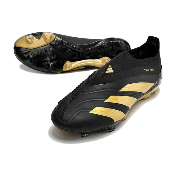 Chuteira Campo Adidas Predator 30 Elite Sem Cadarço FG Preta e Dourada + MEIA DE BRINDE 🎁