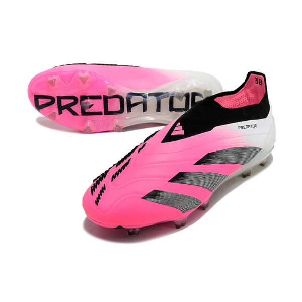 Chuteira Campo Adidas Predator 30 Elite Sem Cadarço FG Rosa e Branca + MEIA DE BRINDE 🎁