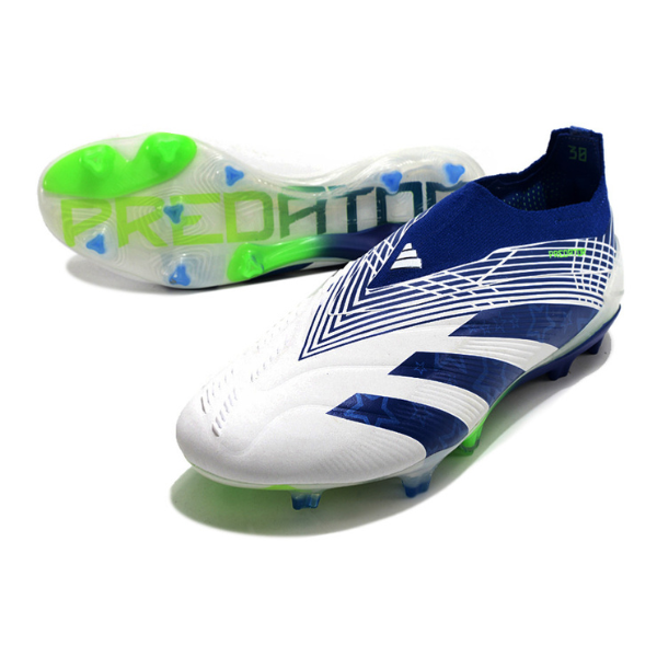 Chaussures de football Adidas Predator 30 Elite Slip-on FG Blanc, Bleu et Vert + CHAUSSETTES CADEAUX 🎁