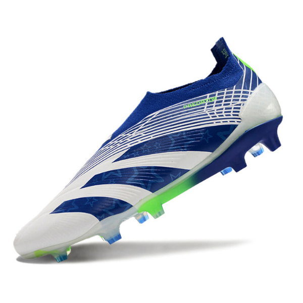 Chaussures de football Adidas Predator 30 Elite Slip-on FG Blanc, Bleu et Vert + CHAUSSETTES CADEAUX 🎁