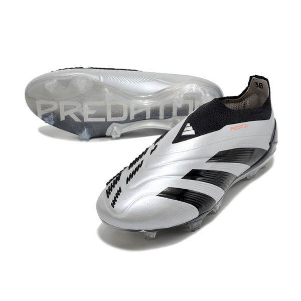 Chaussures de football Adidas Predator 30 Elite Slip-on FG argent et noir + CHAUSSETTES CADEAUX 🎁