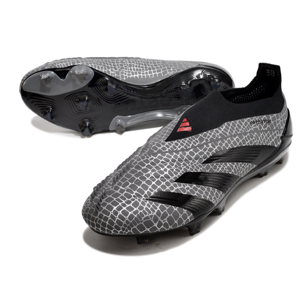 Chaussures de football Adidas Predator 30 Elite Slip-on FG Gris et Noir + CHAUSSETTES CADEAUX 🎁