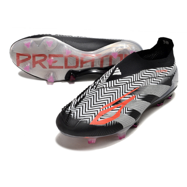 Chaussures de football Adidas Predator 30 Elite Slip-on FG Noir, Blanc et Gris + CHAUSSETTES CADEAUX 🎁