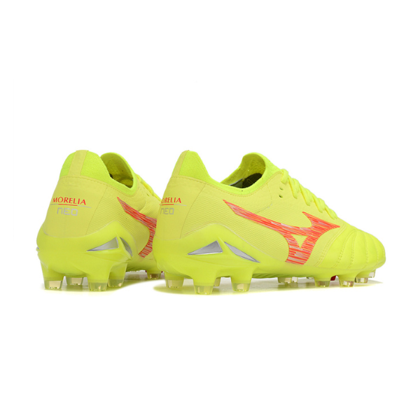 Mizuno Morelia Neo IV Elite FG Botte Campo Jaune et Rouge + CHAUSSETTES CADEAUX 🎁 