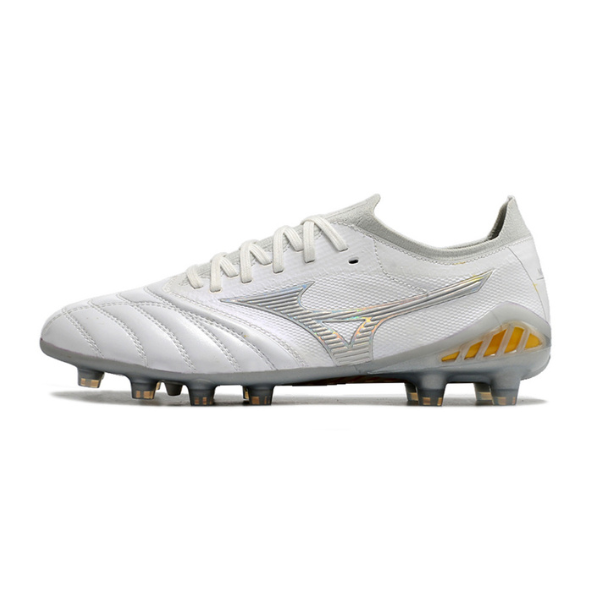 Chaussure de football Mizuno Morelia Neo III Elite FG Campo Blanc, Gris et Jaune + CHAUSSETTES CADEAUX 🎁 