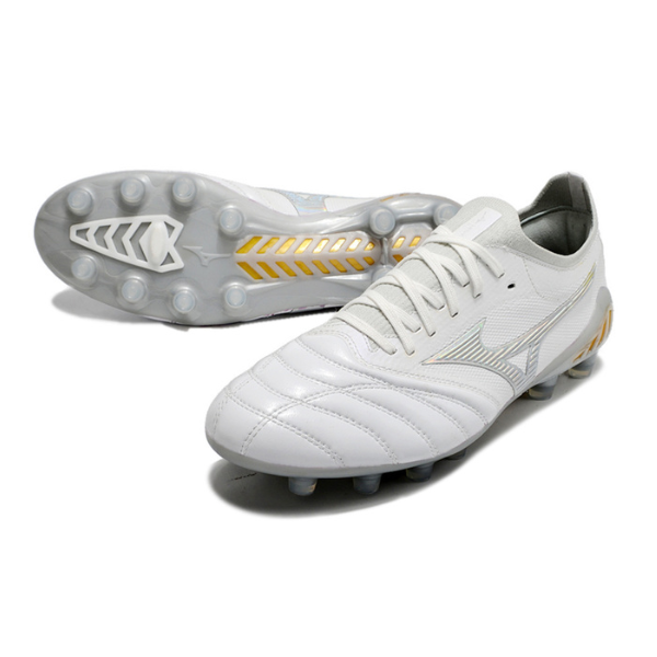 Chaussure de football Mizuno Morelia Neo III Elite FG Campo Blanc, Gris et Jaune + CHAUSSETTES CADEAUX 🎁 