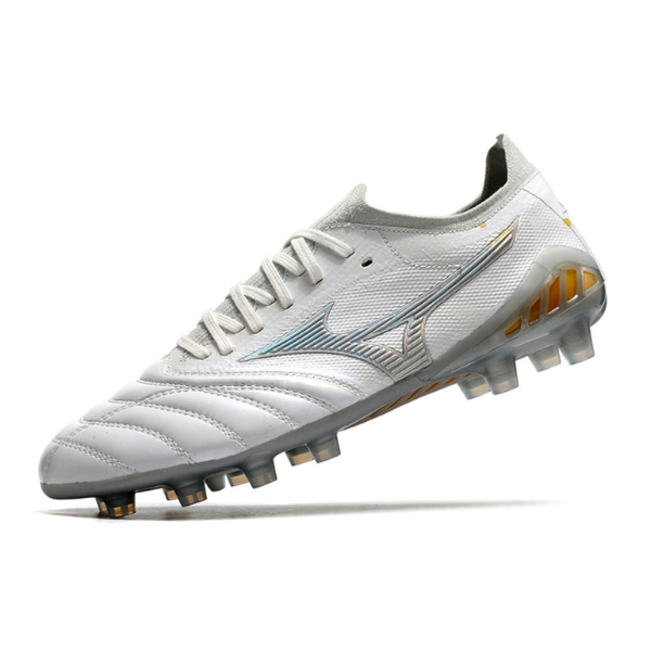 Chaussure de football Mizuno Morelia Neo III Elite FG Campo Blanc, Gris et Jaune + CHAUSSETTES CADEAUX 🎁 