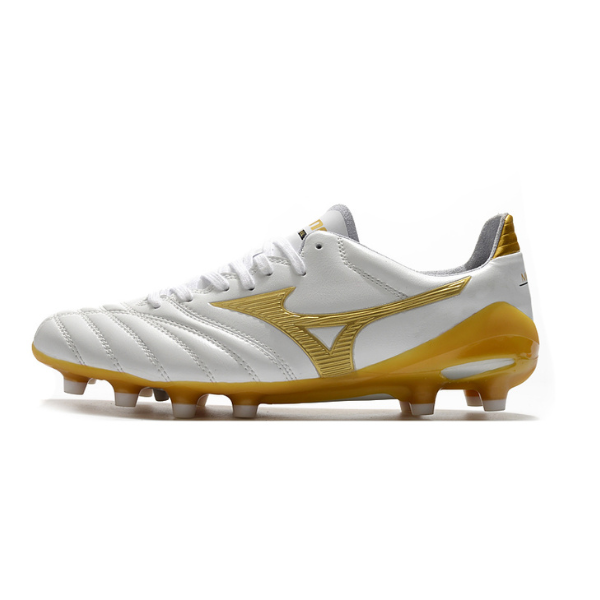 Chuteira Campo Mizuno Morelia Neo III Elite FG Branca e Amarela + MEIA DE BRINDE 🎁