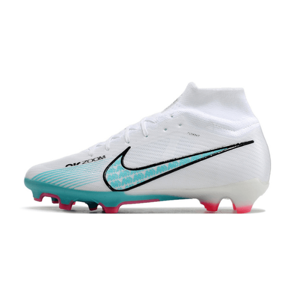 Chaussure de football Nike Zoom Mercurial Superfly 9 Elite FG Blanc, Bleu clair et Rose + CHAUSSETTES CADEAUX 🎁 