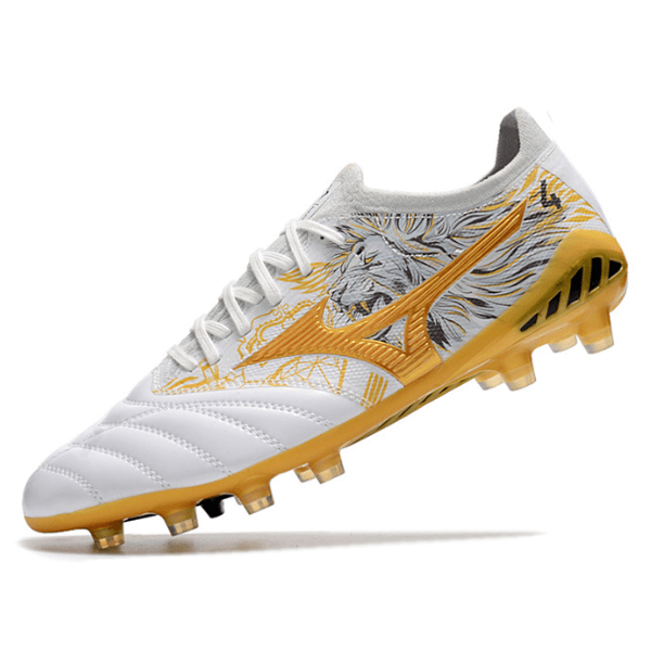 Chaussure de football Mizuno Morelia Neo III Elite FG Campo Blanc, Or et Noir + CHAUSSETTES CADEAUX 🎁 