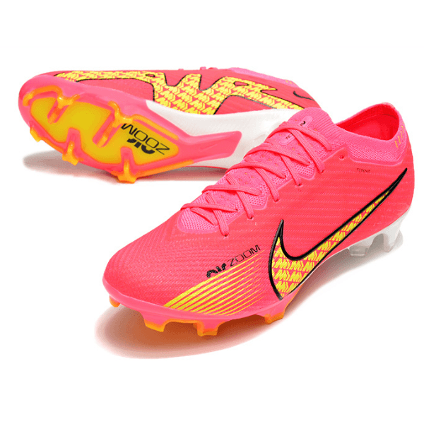 Chaussure de football Nike Zoom Mercurial Vapor 15 Elite FG rose et jaune + CHAUSSETTE CADEAU 🎁 