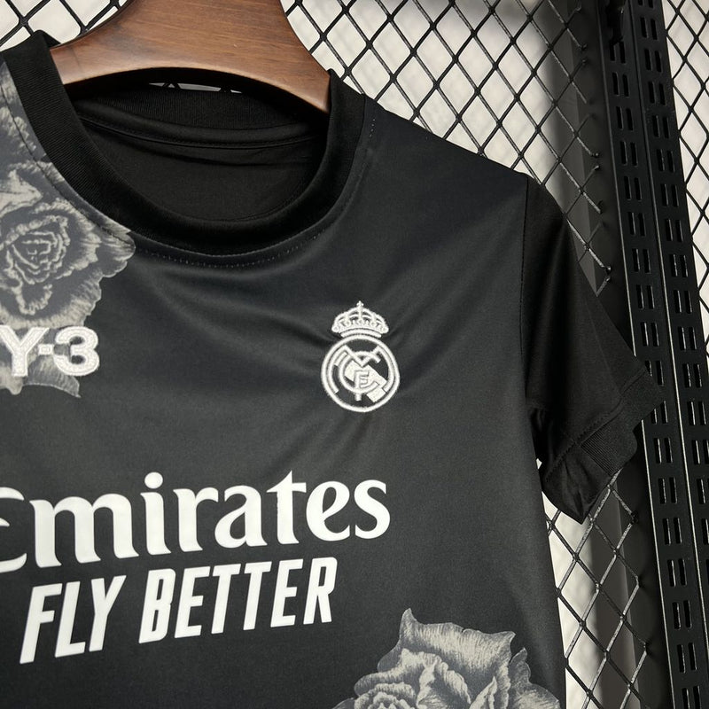 Kit Enfant Real Madrid Y3 Rose Édition Spéciale Noir 2024/2025 